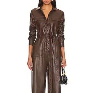 LBLC- Meyer faux leather Jumpsuit-Chocolate color. Size:  Small